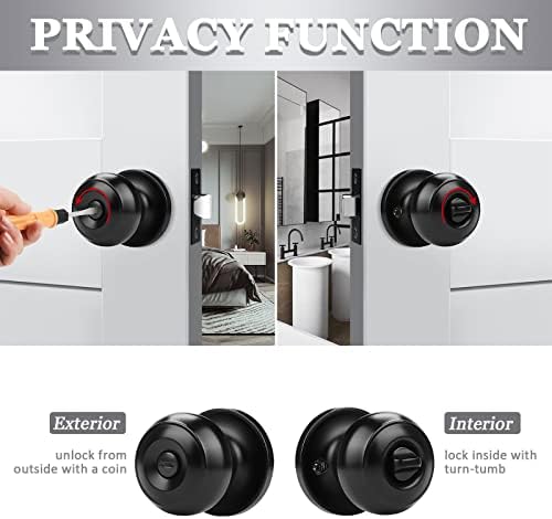 Probrico Black Keyless Door Knobs Privacy Secure and Reliable