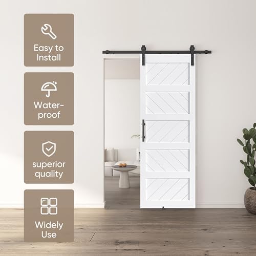 JUBEST 30 x 84 Barn Door Kit with Wave Shape Design