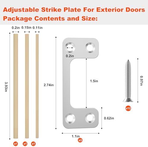 Oversized Deadbolt Strike Plate 1125 x 275 inches - Durable Replacement for Exterior Doors