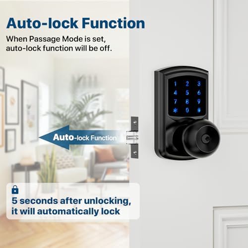 Professional 5S Keyless Door Lock with Code_MATTE BLACKProfessional Install