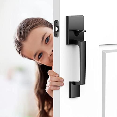 Zciuyo Front Entry Door Handle SetBlack MatteStandard Cylinder Door Hardware with 2 Adjustment Latches and 100 Warranty