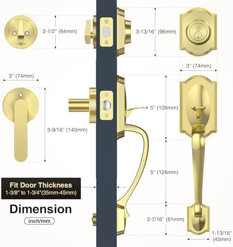 Calzibeno Front Door Handle Set with Reversible Lever Design