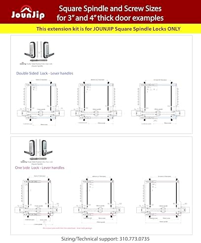 JOUNJIP Square Spindle Thick Door Extension Kit Perfect Fit for JOUNJIP Square Spindle Mechanic Locks