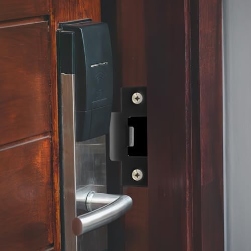 DOITOOL 4-Piece Black Door Strike Plate Stainless Steel Security for Doors