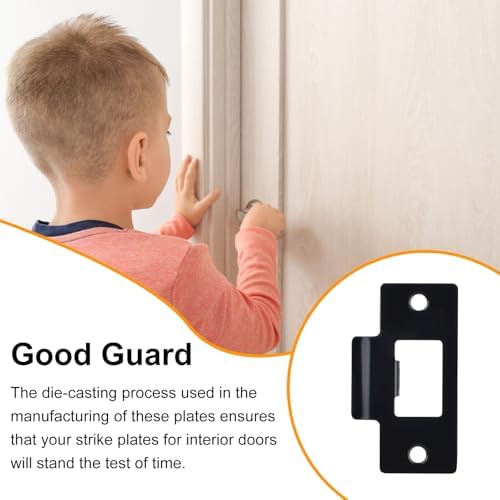 10PCS Universal Door Strike Plate with Screw Stainless Steel Deadbolt Covers Door Reinforcement Kit Black