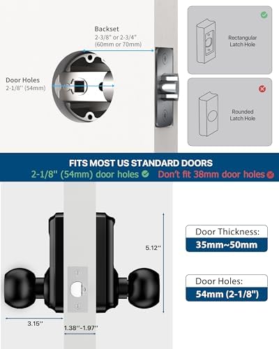 Professional 5S Keyless Door Lock with Code_MATTE BLACKProfessional Install