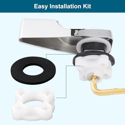 Hygie Rinse Front Mount Chrome Toilet Handle Kit Durable Replacement with Flapper Chain for American Standard toilets