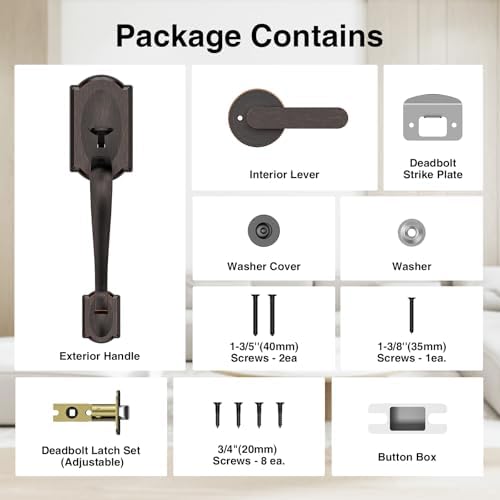 CalzibenoFront Door Handle Set Oil Rubbed Bronze Front Door Handle Set Easy Install Durable Stylish Door Handles