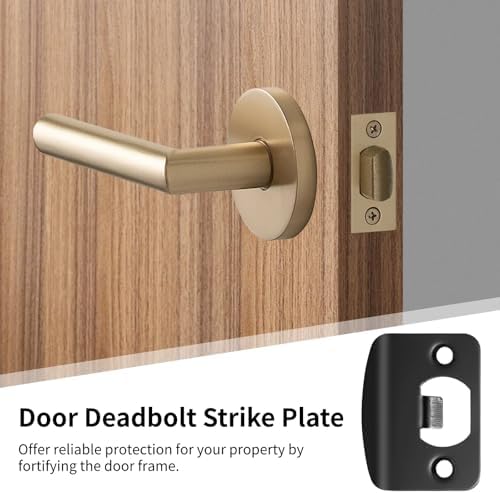 12 Pcs stainless steel door strike plates black full lip round corner strike plates for door reinforcement