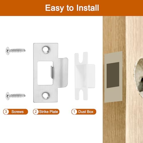 2 Set Door Strike Plate Stainless Steel Replacement for Door Jamb