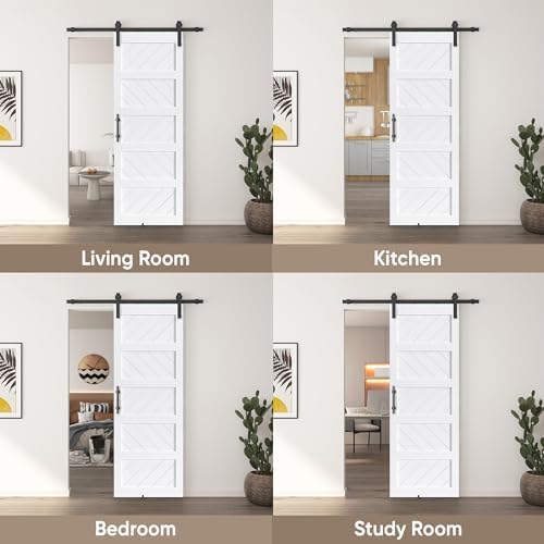 JUBEST 30 x 84 Barn Door Kit with Wave Shape Design