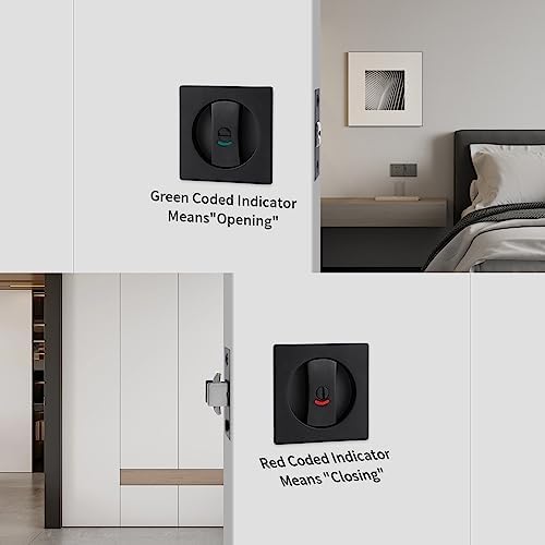 Secure Black Pocket Door Lock for Bedroom Bathroom