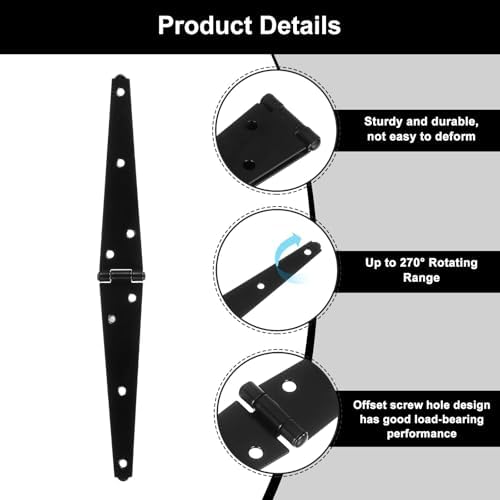 UExcel 4Pc Heavy-Duty Strap Hinges for Sheds Barns more