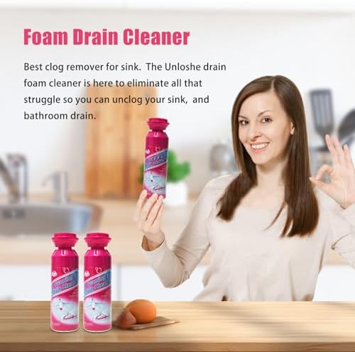 Unloshe Drain Foam Cleaner for Sink Bathroom Drains 2PCS