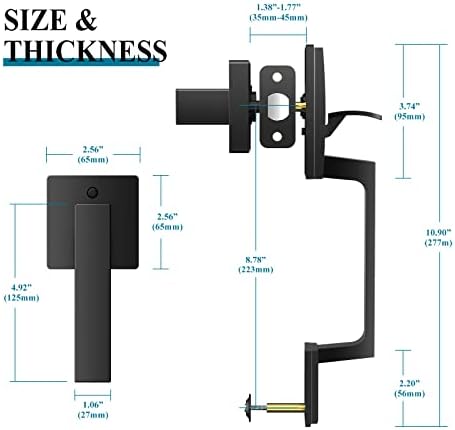 Zciuyo Front Entry Door Handle SetBlack MatteStandard Cylinder Door Hardware with 2 Adjustment Latches and 100 Warranty