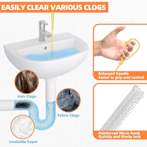 3-Piece Flexible Metal Drain Snake Set for Clogs