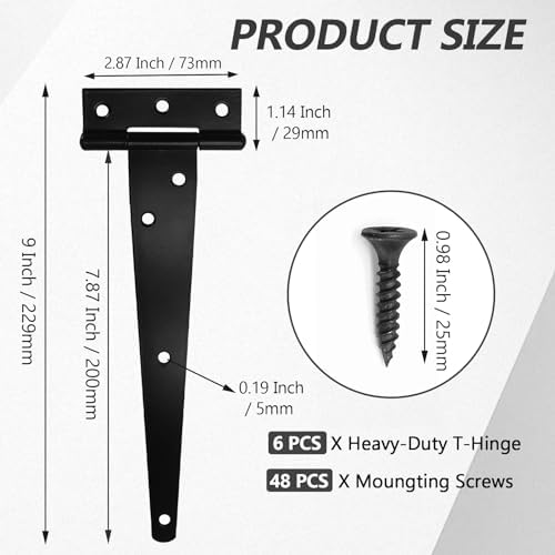Murtenze 8 Inch Heavy Duty T-Strap Hinge 6 pcs