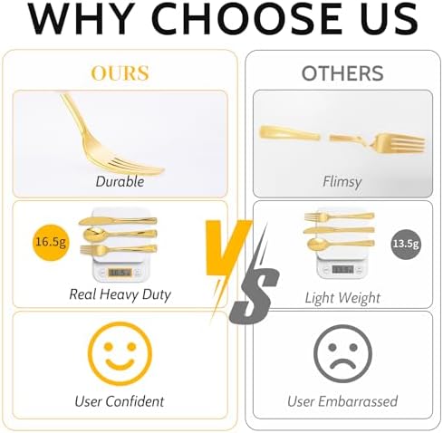 Luxurious Gold Plastic Flatware Set for Parties Events