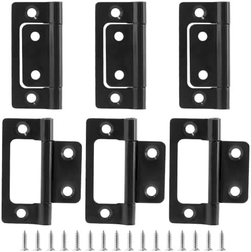 Sturdy 6-Piece Non-Mortise Hinges for Black Cabinets