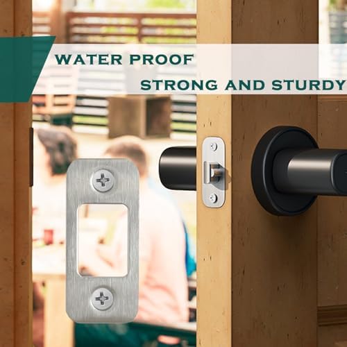 4-pieces Stainless Steel Round Corner Deadbolt Strike Plate Set - Secure Home Business Door Protection