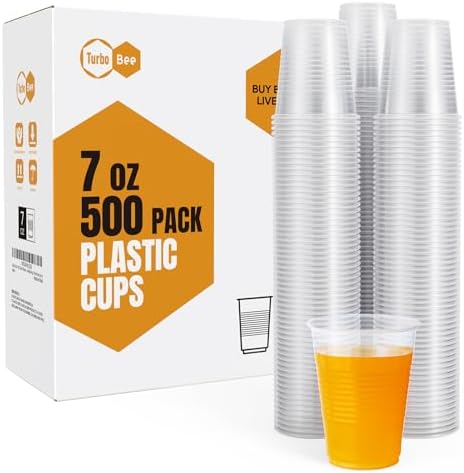Turbo Bee 500Pack Heat-Resistant 7oz Disposable Plastic Cups
