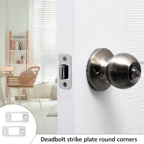 Tucnoeu 4-Pack Stainless Steel Door Strike Plate with Screws Heavy-Duty Door Lock Replacement