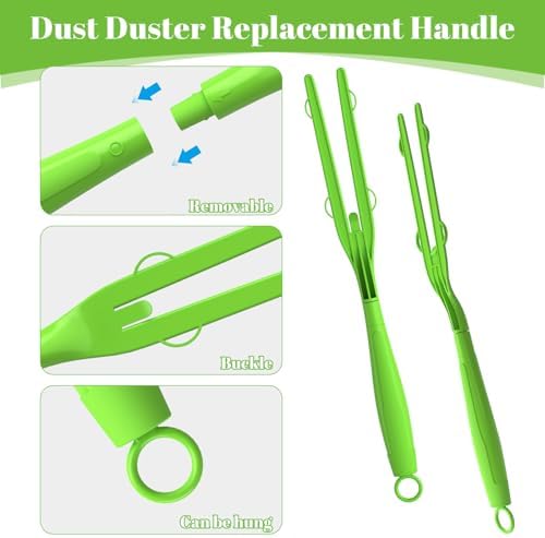 Extendable Duster Handle Set - 10pc Green Handles Compatible with Swiffer