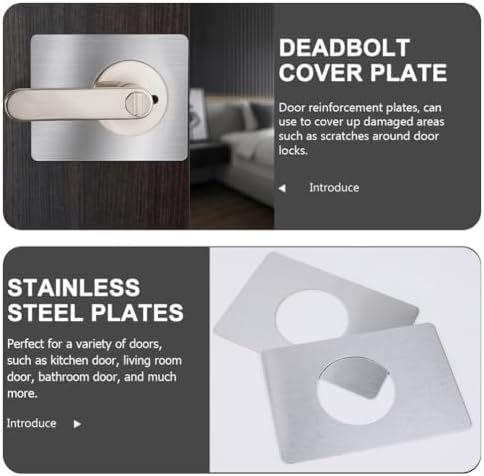 Uonlytech 4PCS Door Lock Repair Board Stainless Steel Door Plate Covers Deadbolt Cover Kick Plate for Home Improvement
