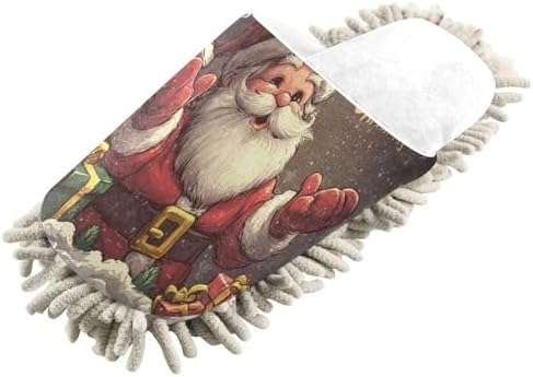 White Merry Christmas Santa Mop Slippers