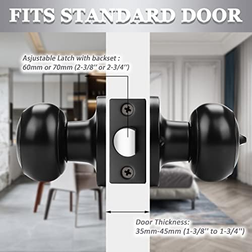 Probrico Black Keyless Door Knobs Privacy Secure and Reliable