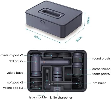 JIMIHOMEElectric Cleaning Brush with 3 Variable Brush Heads and 6 Pad Heads