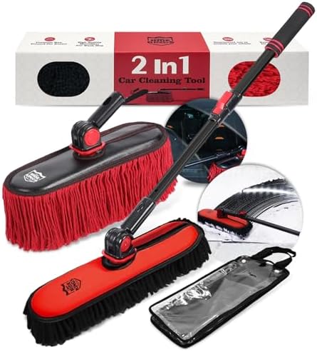 RIDE KINGS 2-in-1 Car Wash Brush Duster with Storage Bag