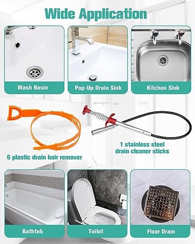 7-Piece Drain Clog Remover Kit - Professional Sink Shower Clearflow Experience