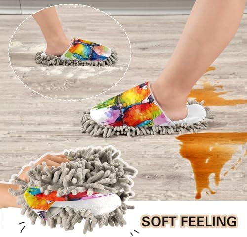 RunningBear White Chenille Mop Slippers