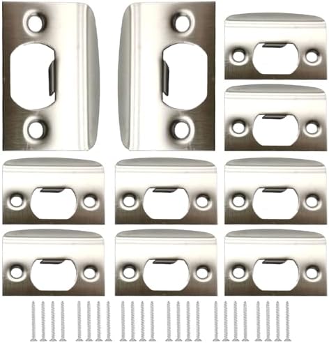 10-Piece Stainless Steel Door Strike Plate Kit for Deadbolt Replacement