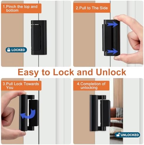Husfunov 2-Piece Home Security Door Lock with 800 lbs Force Resistance for Inward Swing Doors