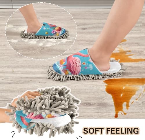 White Beach Summer Flamingo Mop Slippers for Home