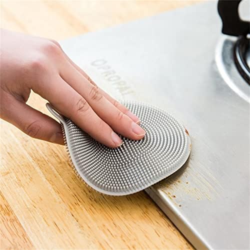 4PCS Silicone Dish Scruber Set Multipurpose Kitchen Tool with Reusable Silicone Sponges GrayWhite