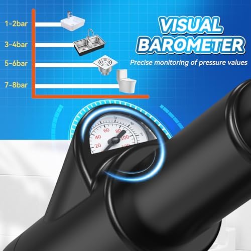 EXPBSYOU Toilet Plunger with Visual Barometer and 4 Plungers Heads