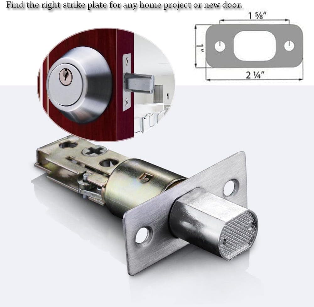 FELHOOD Deadbolt Strike Plate 1 x 2 14 Round Corner Satin Brushed Nickel - Easy Installation