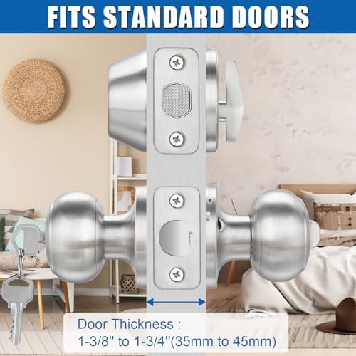 Sopoby 4 Sets Entry Door Knob and Single Cylinder Deadbolt Combo Set