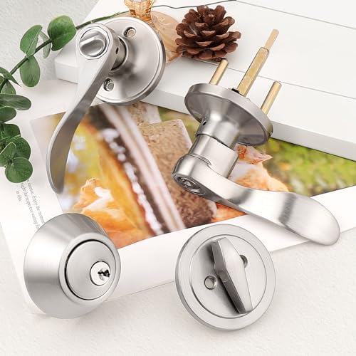 2-Pack Exterior Door Lever Set with Satin Nickel Finish