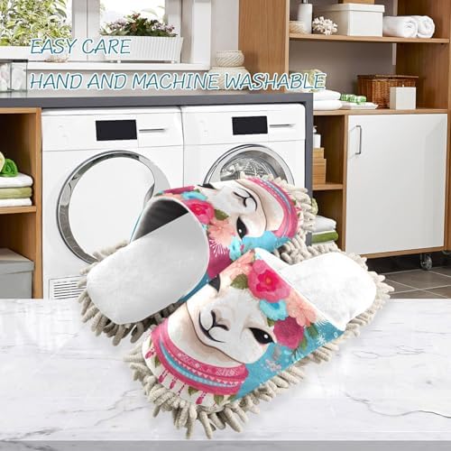 White Alpaca-Soft Mop Slippers for Easy Floor Cleaning