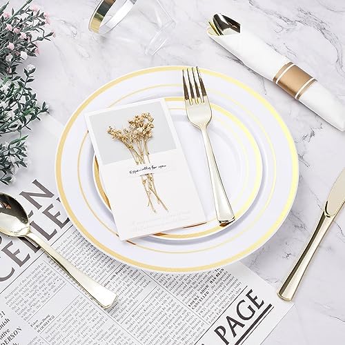Elegant 50-Piece Gold Plastic Dinnerware Set