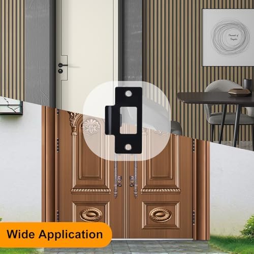 10PCS Universal Door Strike Plate with Screw Stainless Steel Deadbolt Covers Door Reinforcement Kit Black