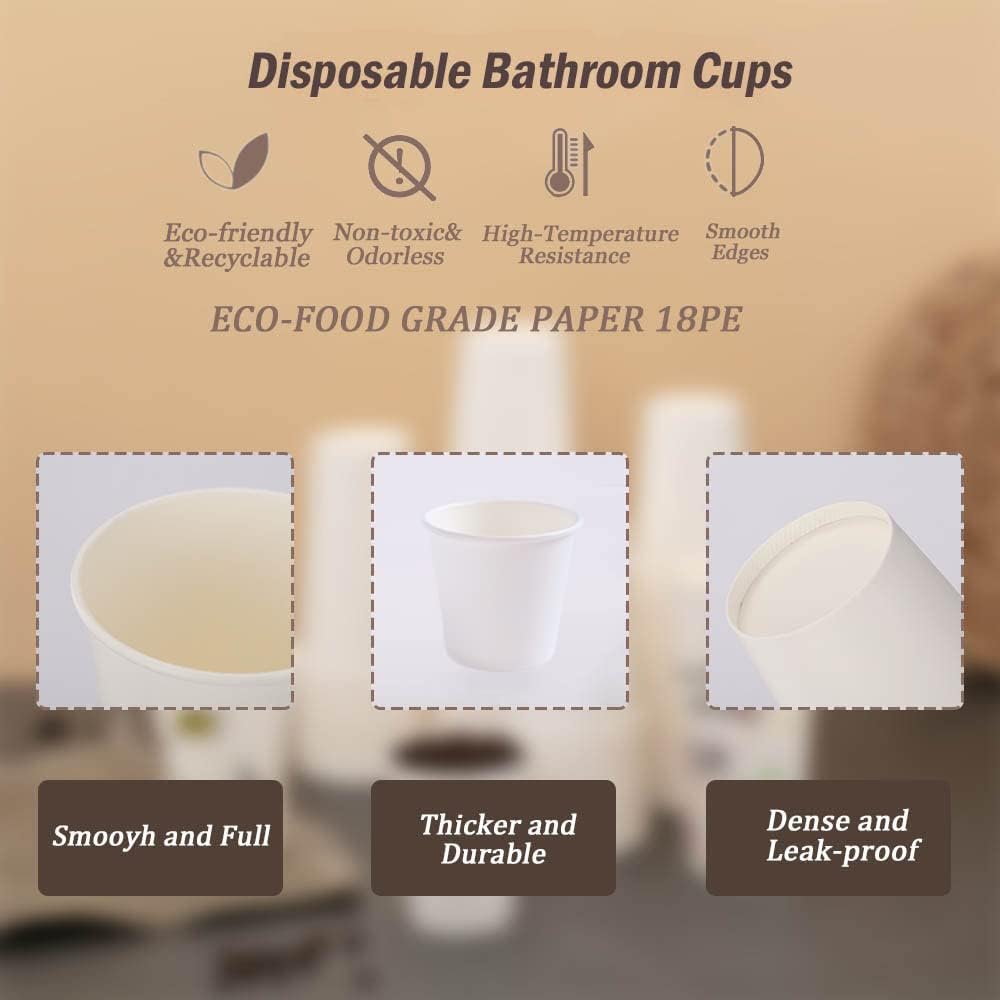 Lamosi 300 Pack 3 oz Disposable Paper Cups for Bathroom Travel and More