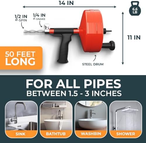 MEISTERFAKTUR Drain Snake 20 50FT in Unblock Your Clogged Sink