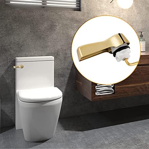 Hibbent 2-Pack Front Mount Toilet Flush Lever Set with 2-Piece Stainless Steel Flapper Chains Shiny Gold Finish