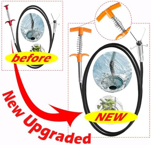 Launary Upgrade Drain Snake for Kitchen Bathroom Clog Removal