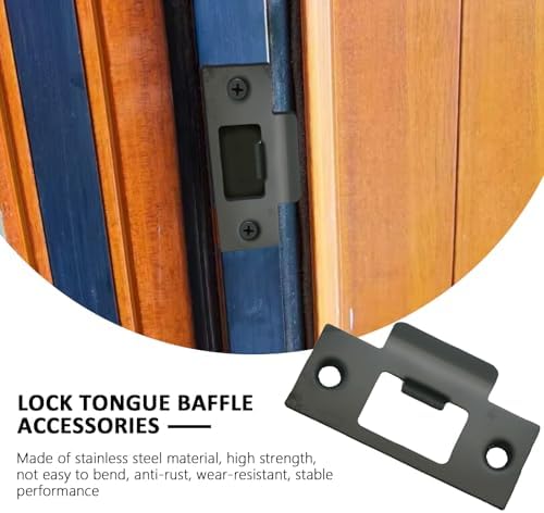 8PCS Black Door Strike Plate Stainless Steel Deadbolt Cover Kit
